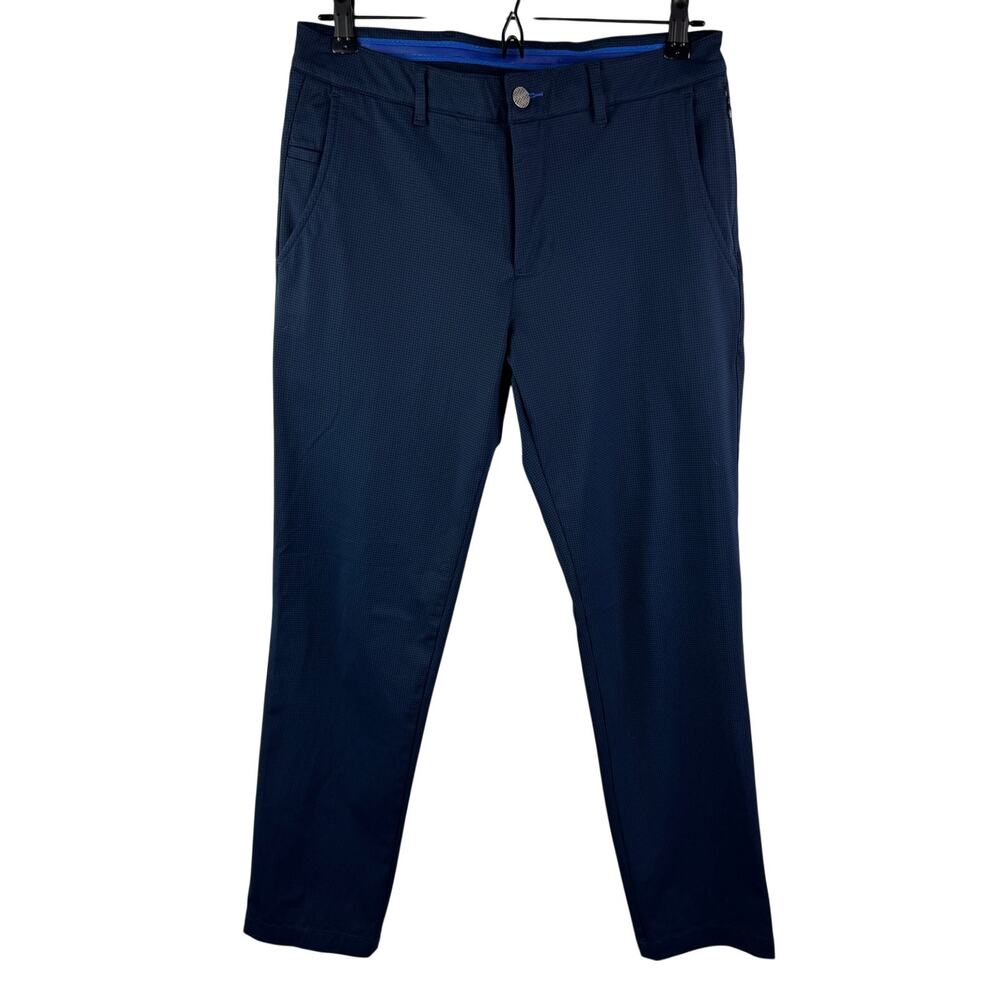 Twillory Navy Men Performance Pants Houndstooth Straight Tailored Fit Size 31x30